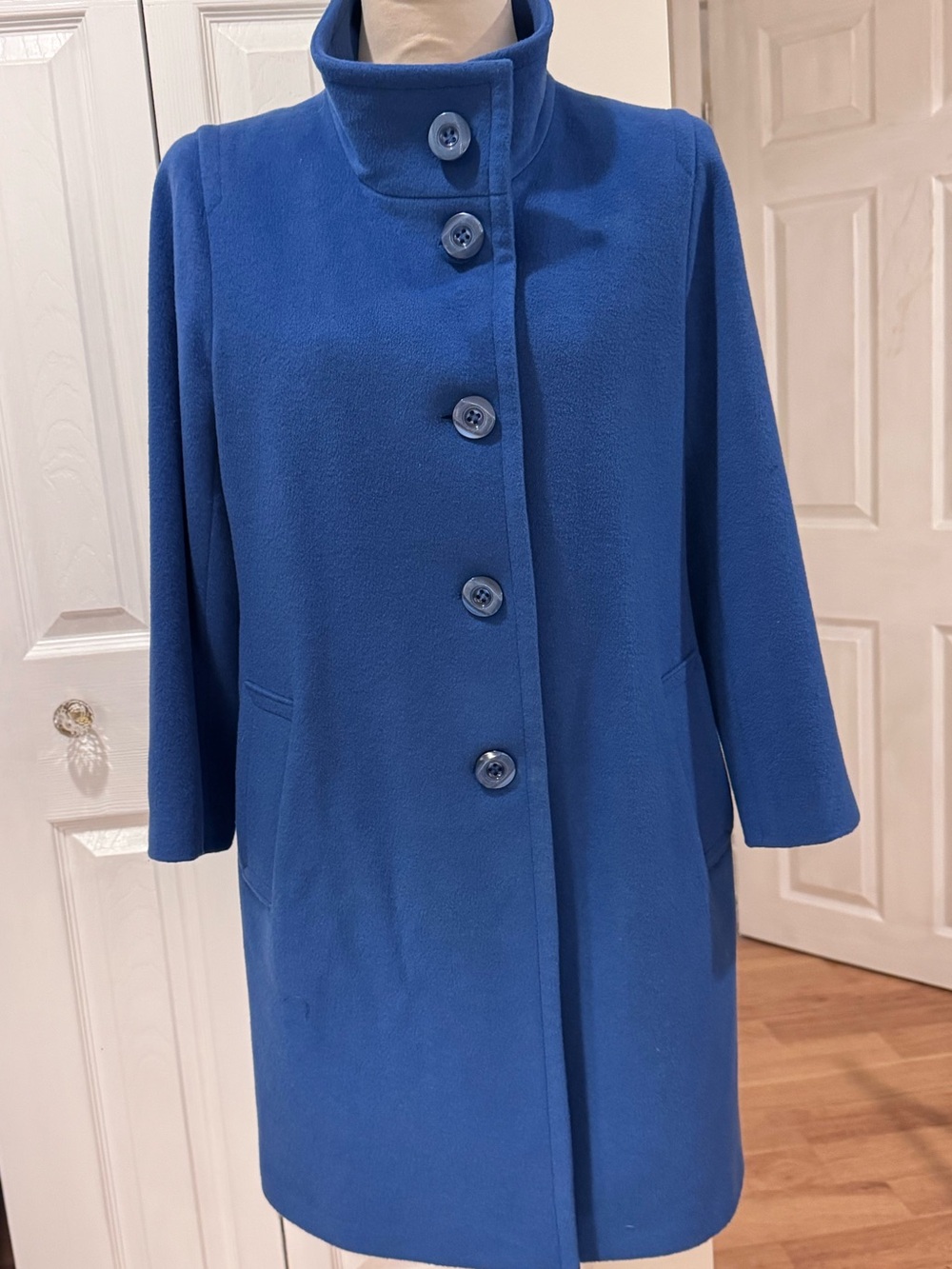 Pendleton Cobalt Blue Wool Cashmere Funnel-Neck Coat 12 Petite